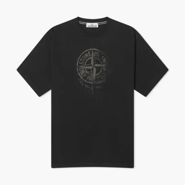 Stone Island Reflective One Badge Print T-shirt Black