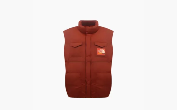Gucci x The North Face Nylon Down Vest Brown Red