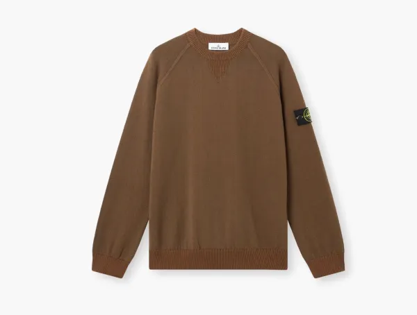 Stone Island Raw Hand Organic Cotton Crewneck Jumper Umber