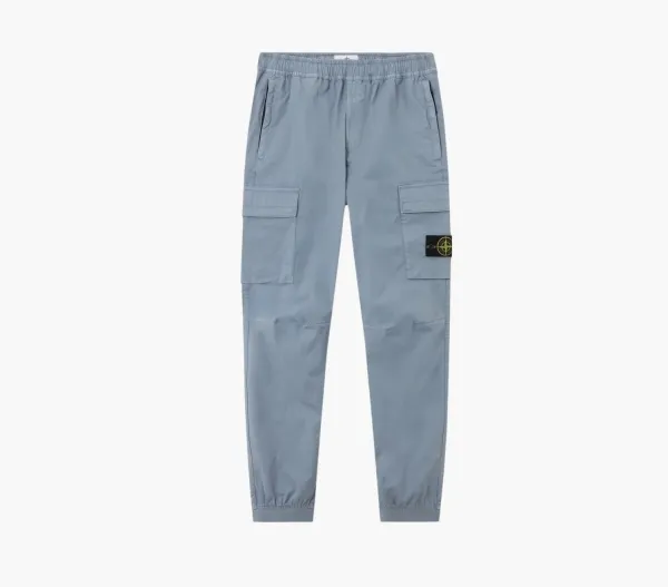 Stone Island Stretch Organic Cotton Twill Cargo Trousers Avio Blue
