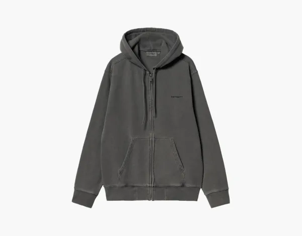 Carhartt WIP Hooded Duster Script Zip Jacket Washed Grey