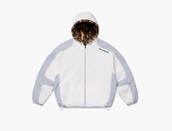 Supreme Faux Fur Reversible Hooded Track Jacket  White