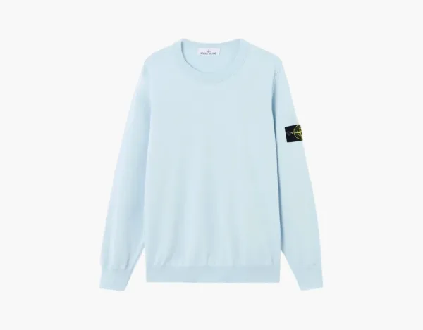 Stone Island Soft Organic Cotton Crewneck Sweater Sky Blue