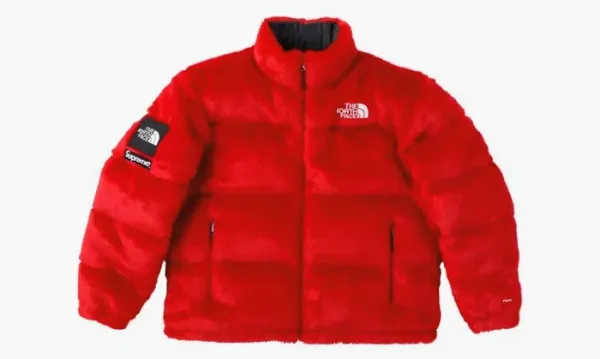 Supreme X The North Face Faux Faur Nuptse Jacket Red