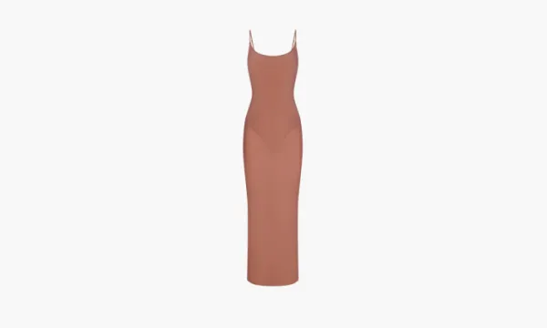 Skims Milky Sheer Low Back Long Dress Brandy