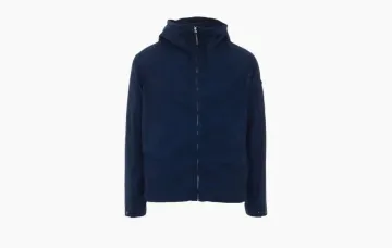 C.P.Company Zippered Closure Hooded Sleeve Jacket Blue