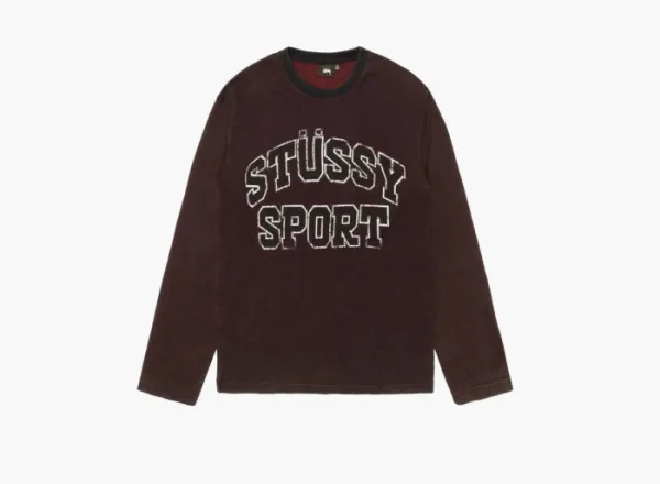 Stussy 2 Tone Cotton Mesh Crew  Black