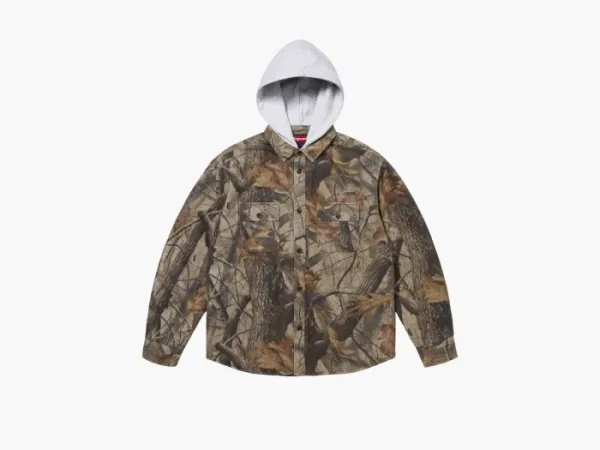 Supreme Quilted Lined Hooded Flannel Shirt Realtree Hardwoods Camo