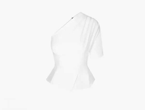 Khy One Shoulder Cinching Tee White