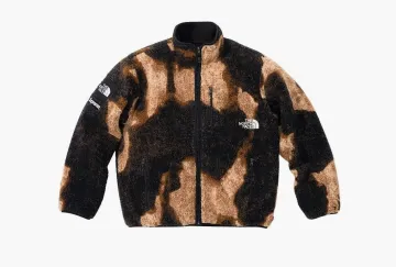 Supreme x The North Face Bleached Denim Print Fleece Jacket Black
