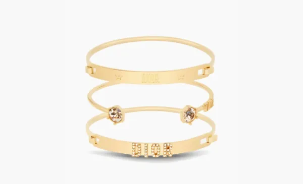 Dior Metal Crystal Bangles WMNS Gold