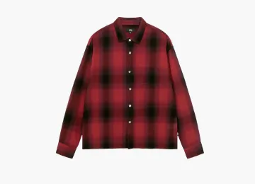 Stussy Loose Weave Plaid Shirt Red