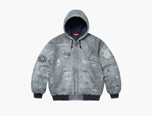 Supreme HJR Trompe L'oeil Hooded Work Jacket Blue