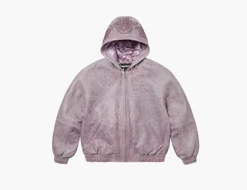 Supreme Studded Hooded Leather Jacket Lilac
