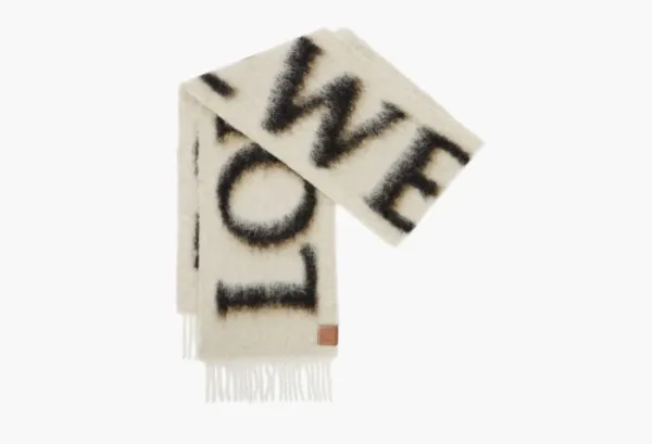Loewe Scarf In Wool And Mohair Camel/Black