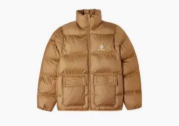 Converse Patch Pocket Puffer Jacket Brown