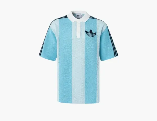 Adidas Originals Blockcore Short Sleeve Polo Pique Collar Shirt Sky Blue