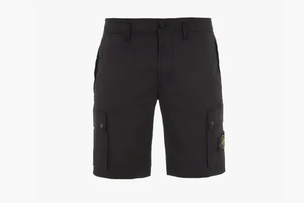 Stone Island Supima Cotton Cargo Shorts Black
