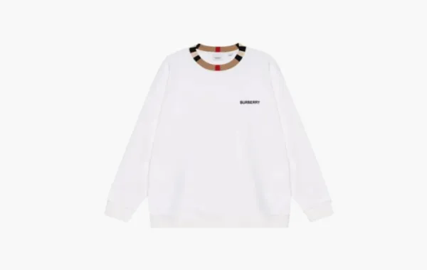 Burberry Icon Stripe Trim Cotton Sweatshirt White
