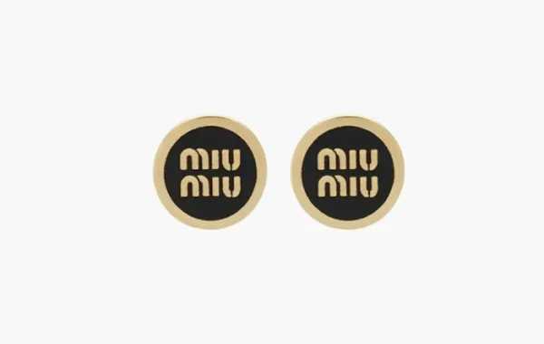 Miu Miu Enameled Metal Earrings Black