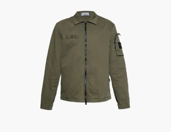Stone Island Overshirt with Zip Fastening Military