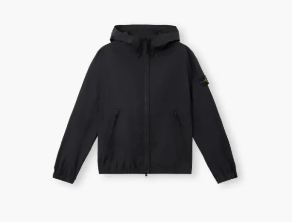 Stone Island Hooded Jacket with All-Weather Barrier and Anti-Drop Black