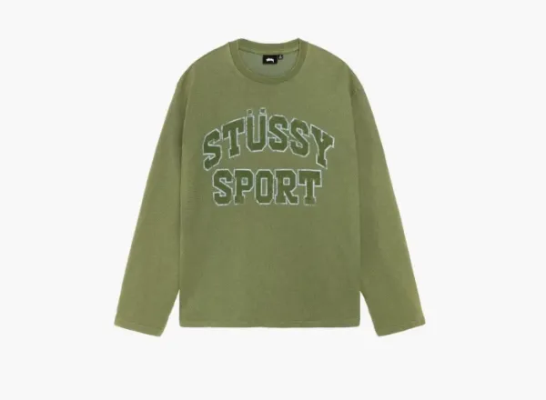 Stussy 2 Tone Cotton Mesh Crew  Green