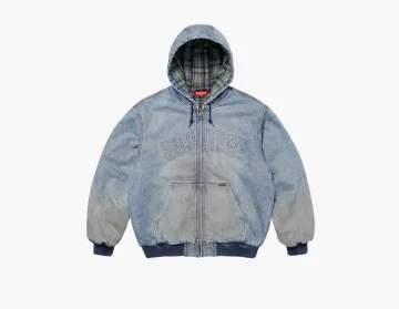 Supreme Reflective Arc Hooded Work Jacket Denim