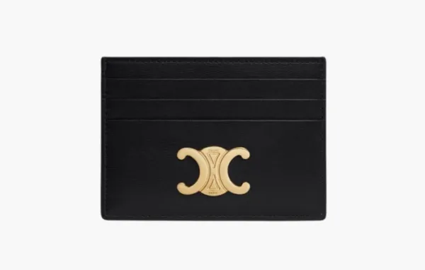 Celine Card Holder Triomphe Shiny Calfskin Black