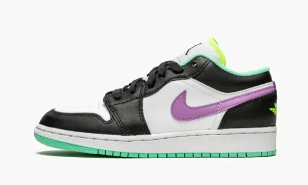 Air Jordan 1 Low GS Black / Violet Shock / Green Glow
