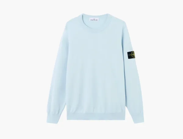 Stone Island Soft Organic Cotton Crewneck Sweater Sky Blue
