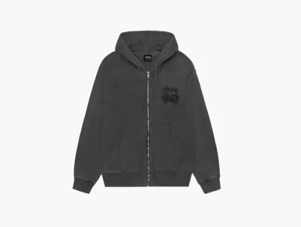 Stussy Dice Zip Hoodie Pigment Dyed Black