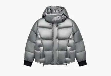 New Balance Cropped Hooded Down Jacket Silver
