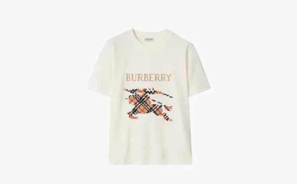 Burberry Cross Stitch EKD​ Cotton T-shirt in Chalk White