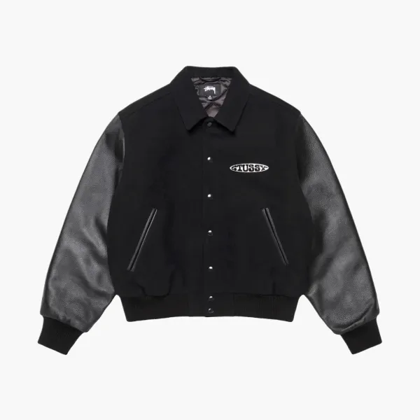 Stussy Globe Varsity Jacket Black