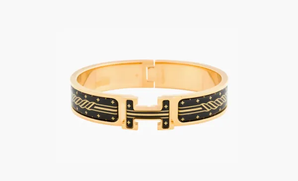 Hermès Clic H Quadrige Au Fil Enamel Bracelet Black