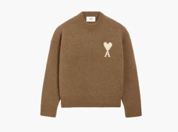 Ami Paris Ami de Coeur Crewneck Sweater Hazelnut