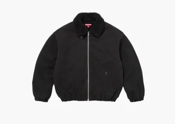 Supreme Faux Shearling Lined Bomber Jacket Black