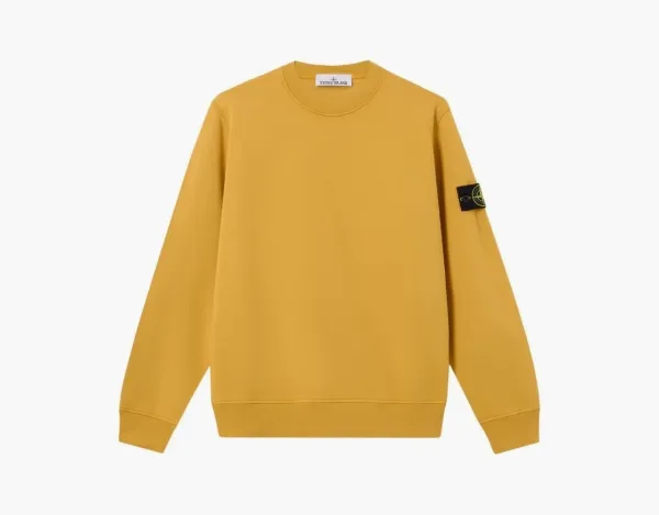 Stone Island Organic Cotton Fleece Crewneck Sweatshirt Mustard