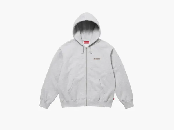 Supreme Crest Zip Up Hooded Sweatshirt Heather Grey