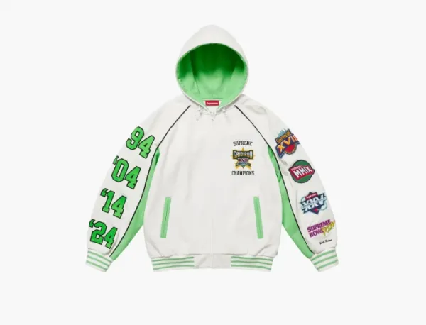 Supreme Playoffs Zip Up Hooded Sweatshirt White