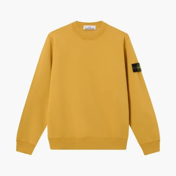 Stone Island Organic Cotton Fleece Crewneck Sweatshirt Mustard