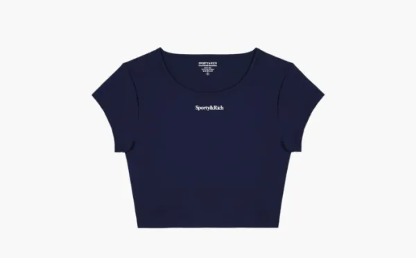 Sporty & Rich Activewear Serif Logo Training Tee WMNS Marine Blue