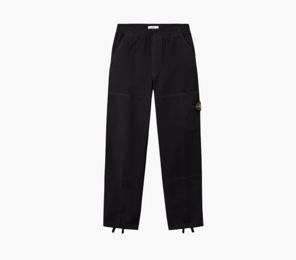 Stone Island Organic Panama Cotton Loose Fit Cargo Trousers Black