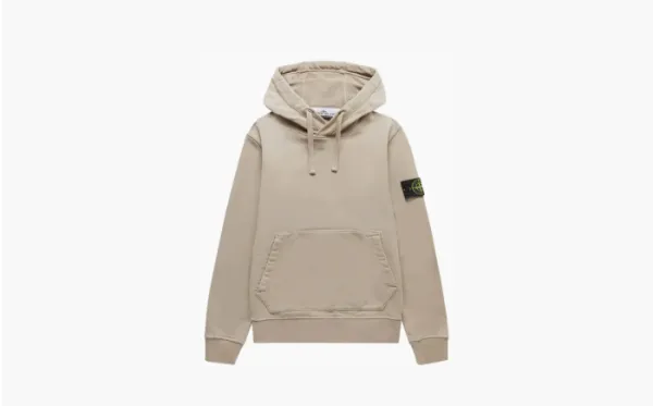 Stone Island Brushed Cotton Popover Hoodie Beige