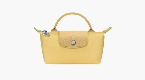 Longchamp Le Pliage Green Handle Pouch Wheat