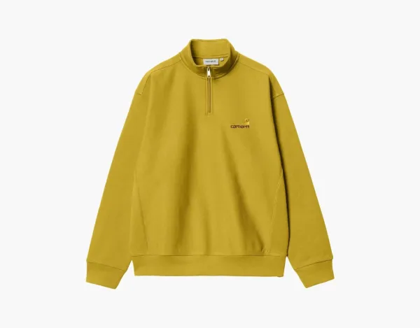 Carhartt WIP Half Zip American Script Sweatshirt Olive
