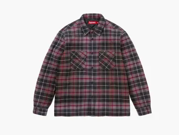 Supreme Quilted Plaid Shirt Grey