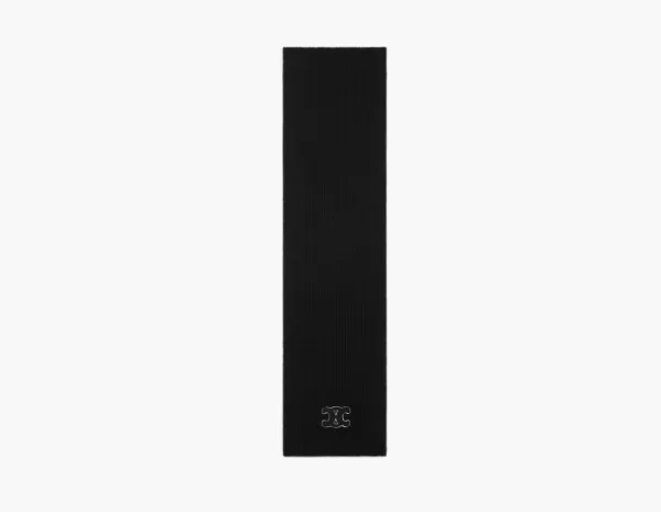 Celine Triomphe Scarf Wool Black