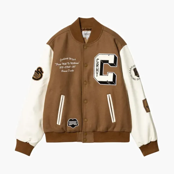 Carhartt WIP Letterman Varsity Jacket Brown